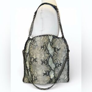Steve Madden Snake Print Shoulder Bag Gunmetal Chain Handles